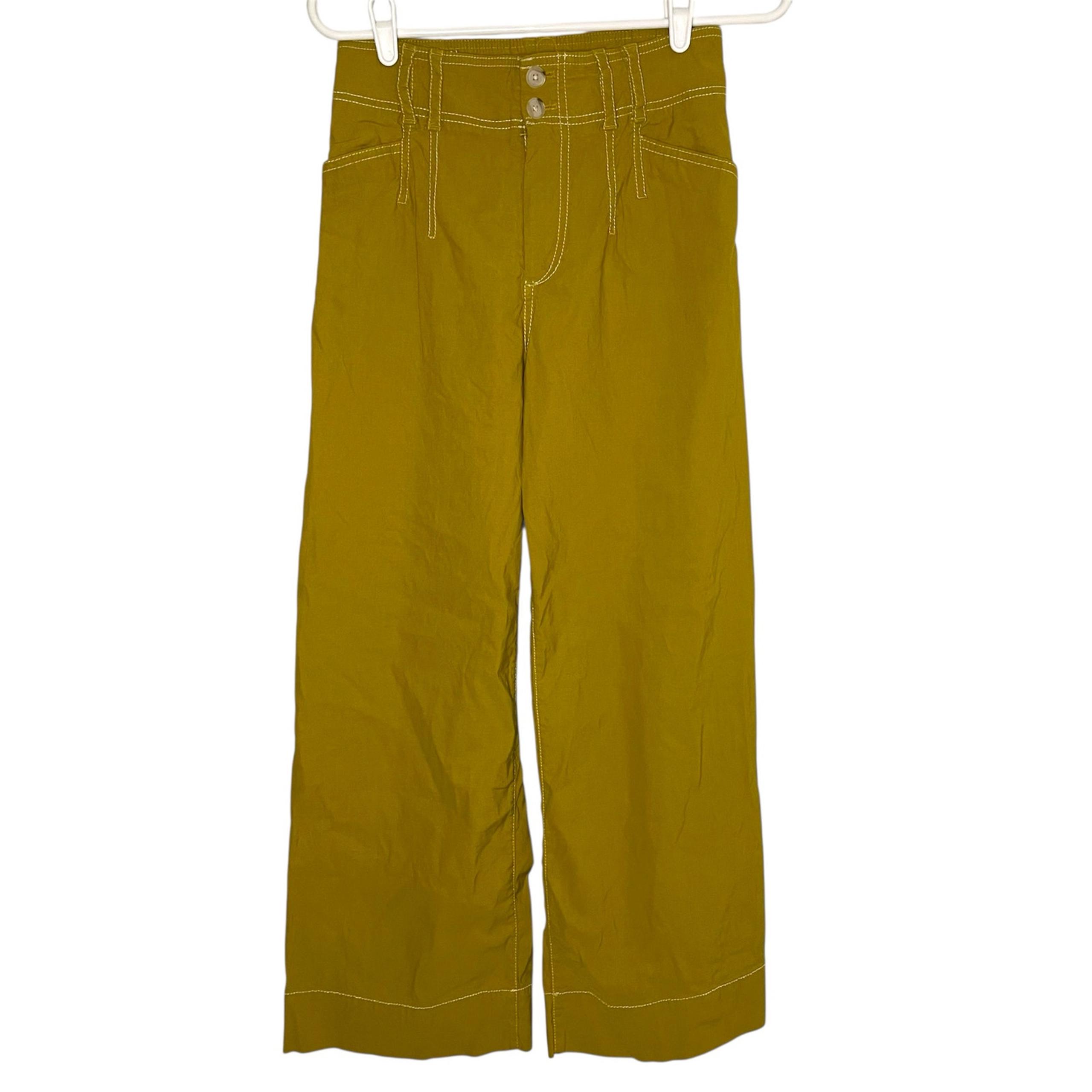 Anthropologie Wide Leg Pants Womens Sz 26 Linen Blend Lightweight Leisure Casual