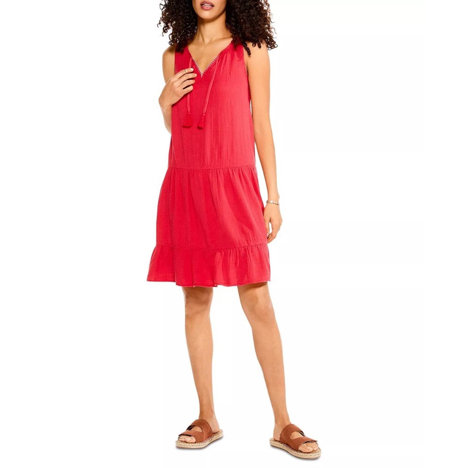 Nic+Zoe Tiered Gauze Sleeveless Tank Dress in Red, Size XXL New w/Tag
