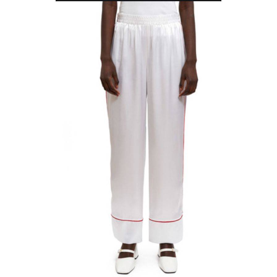 CALLIPYGIA Satin Pj Pant In White/red M