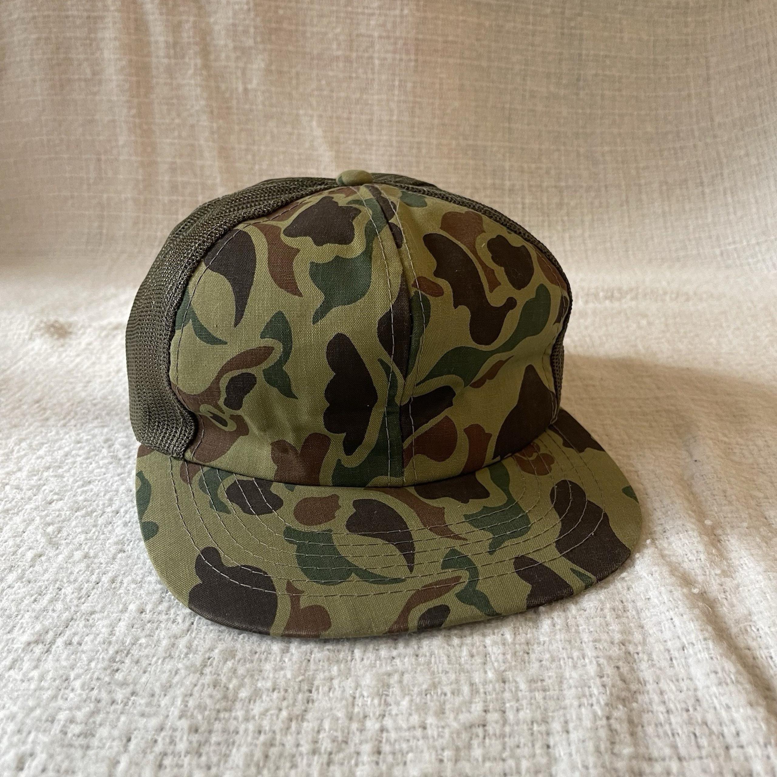 Vintage Camo Mens Hat Cap Snapback Brown Green Hunting Fishing Trucker Cap