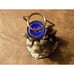 Ceramic Hand-Painted Winter Wilderness Wolf Candle Holder W Blue Candle Westland