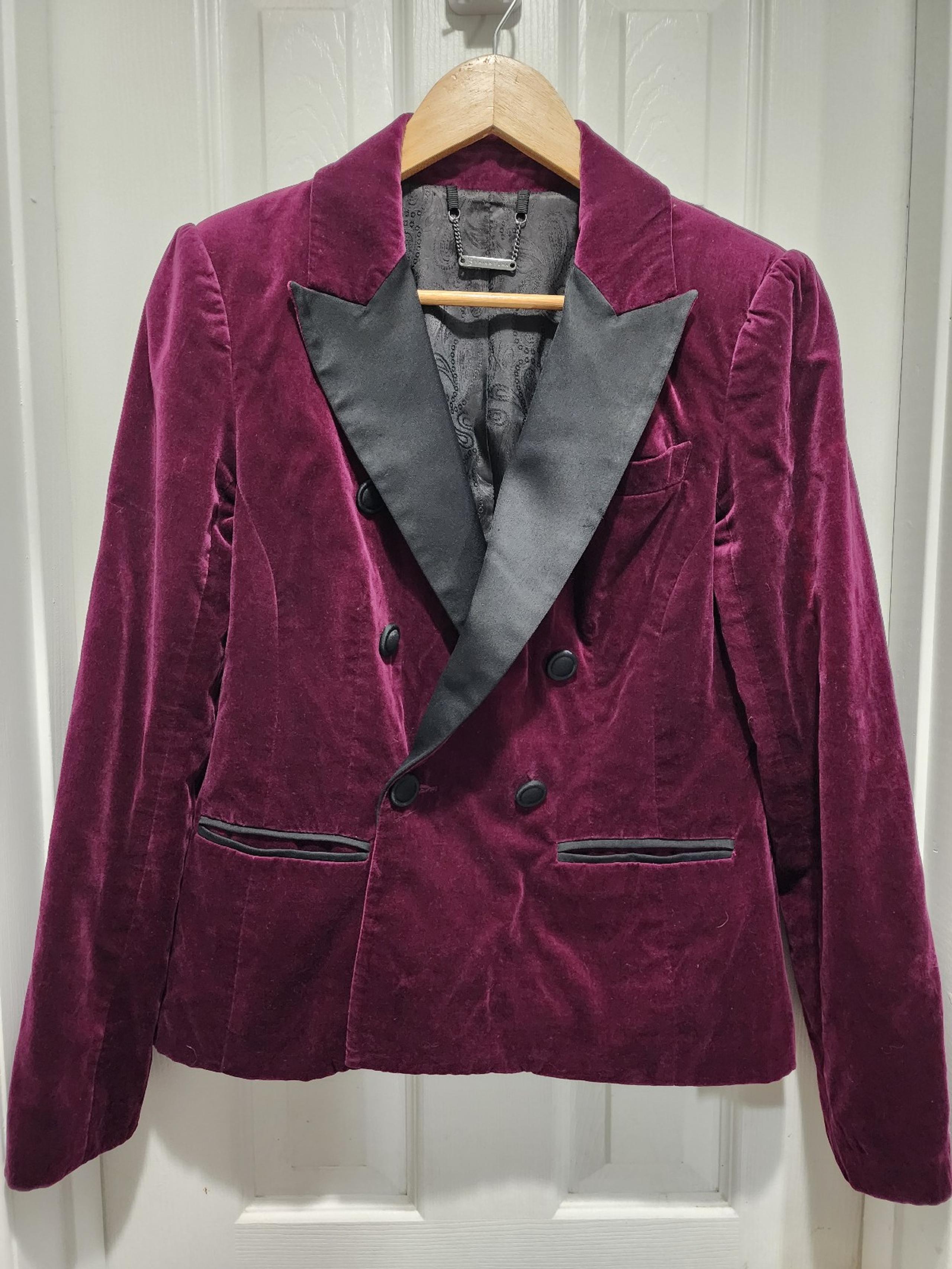 Trina Turk Velvet Plum Double Breasted Blazer Size 2