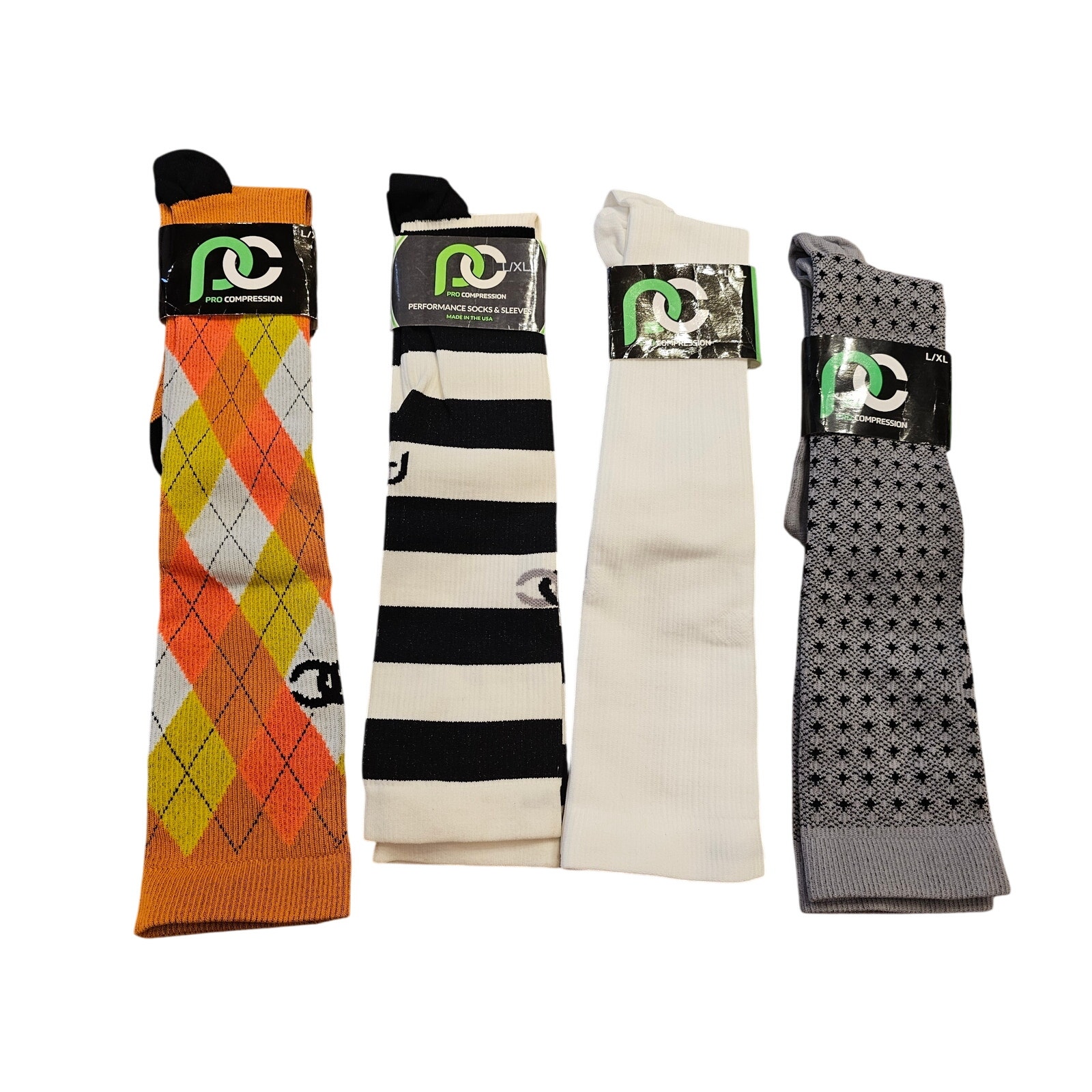NWT Pro compression socks lot of 4 diabetic recovery 20-30mmhg USA made L/ XL