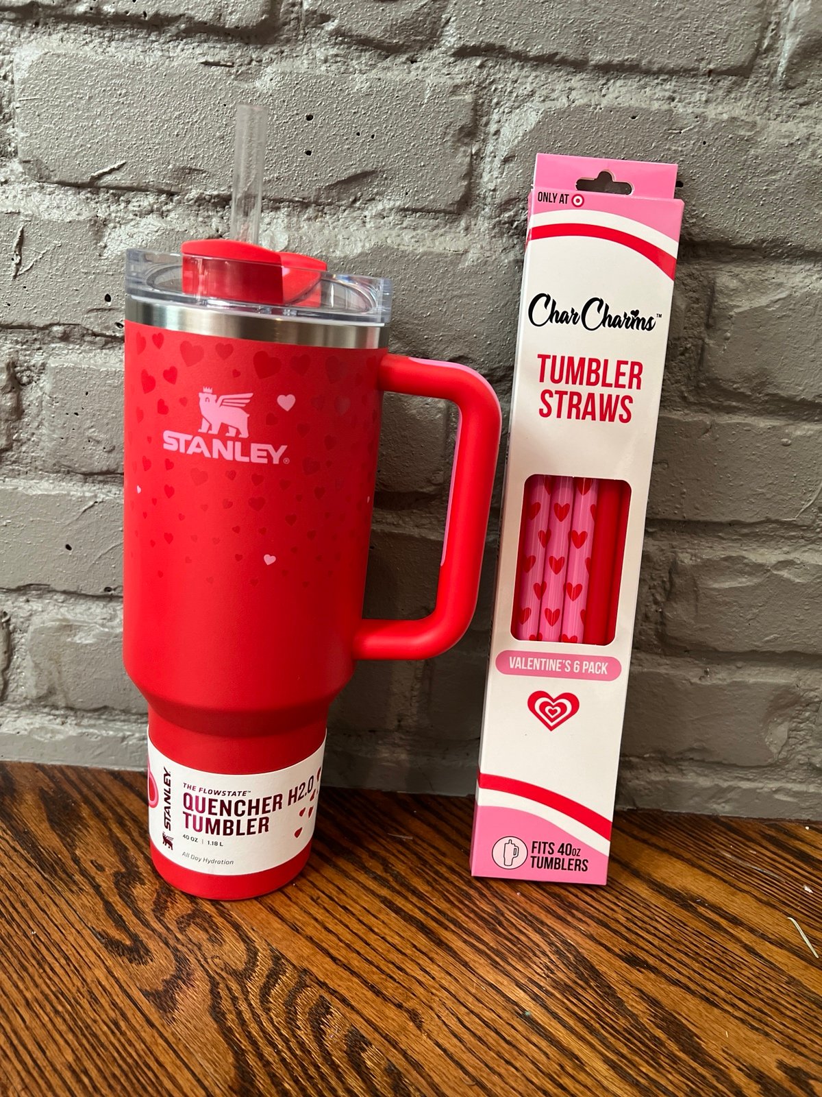 40oz Valentines Stanley & Straws