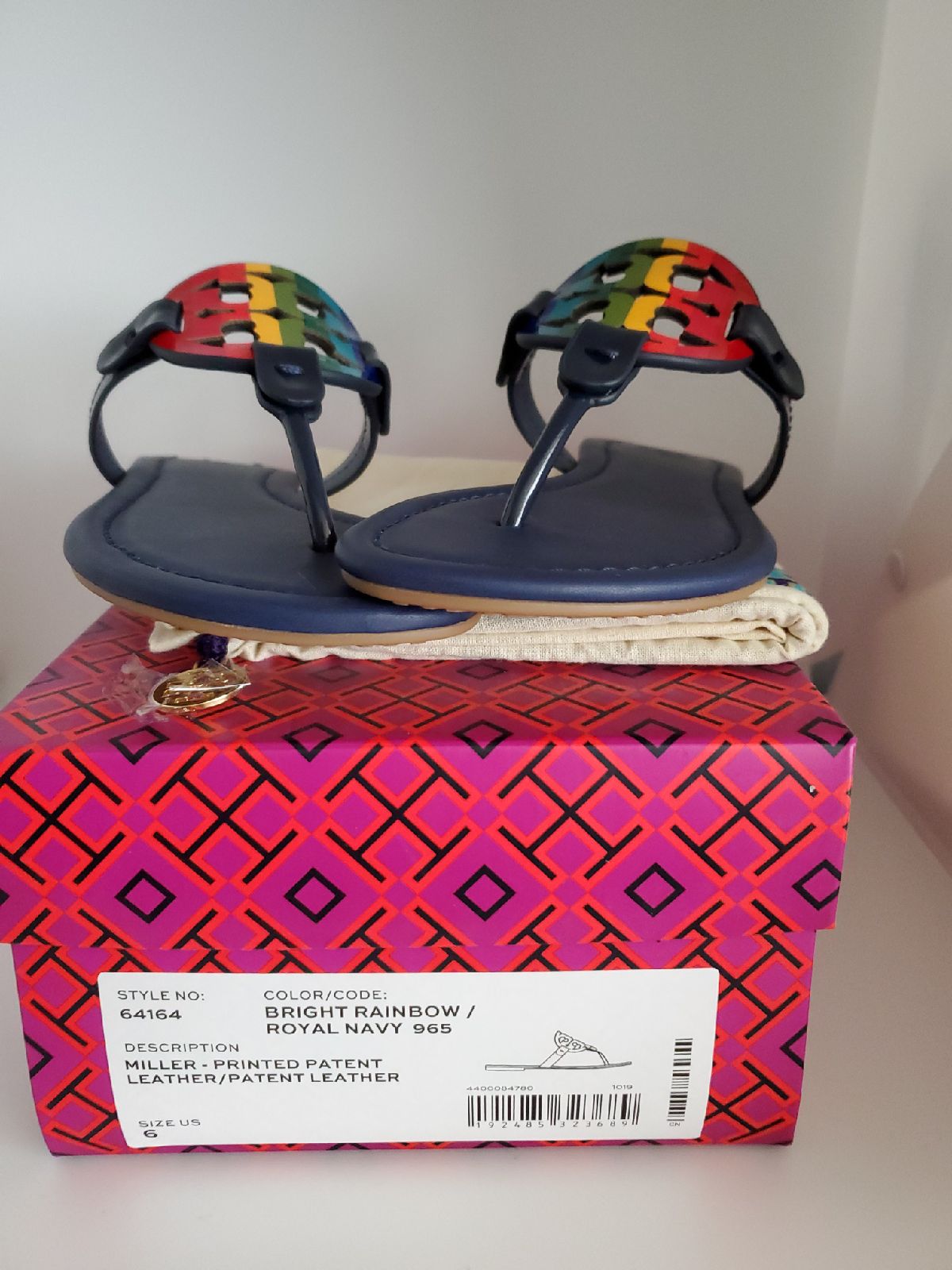 miller sandal printed patent leather rainbow
