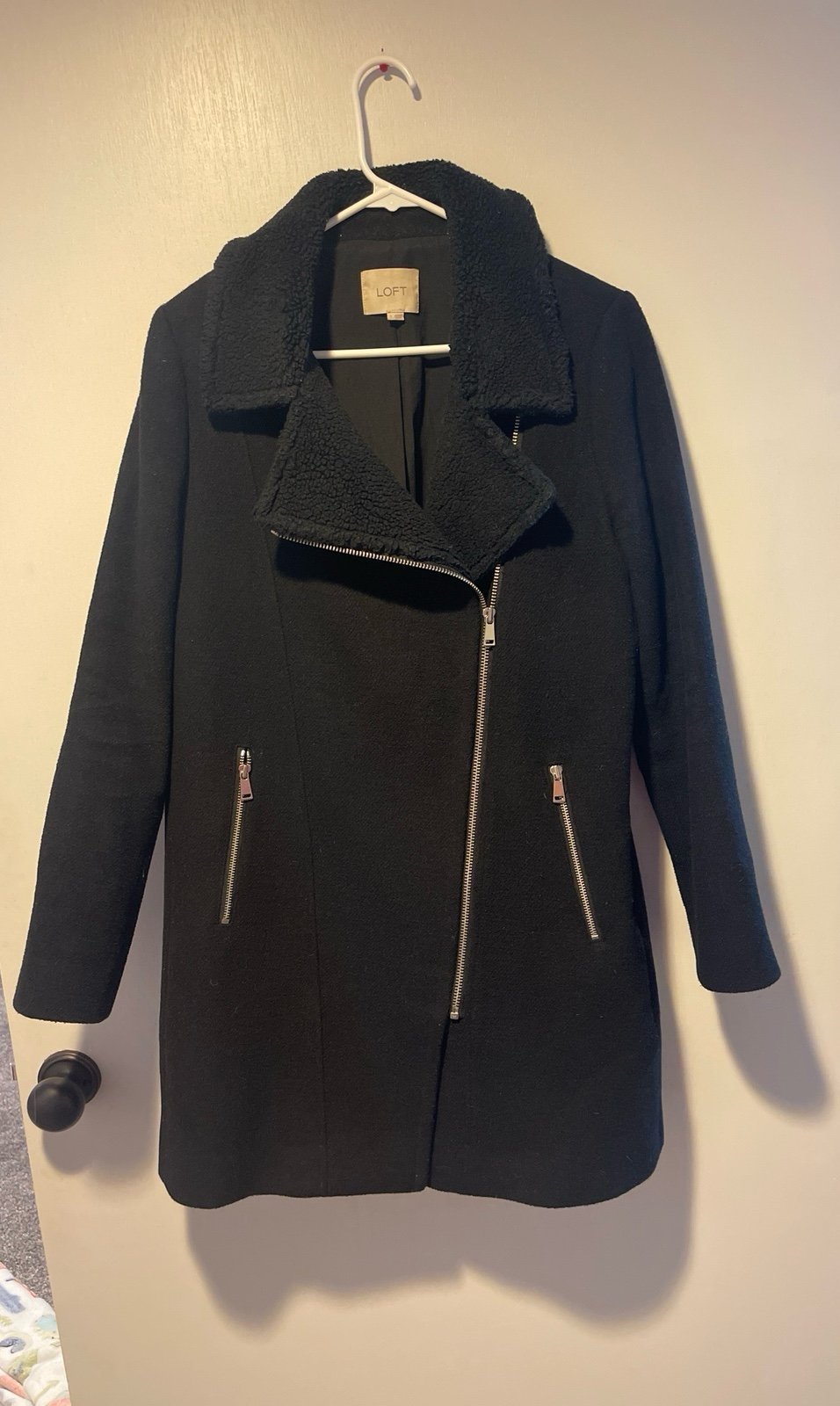 Loft Black Wool Women’s Jacket with Zippers size small