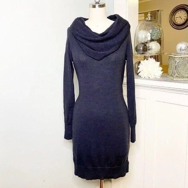 Cynthia Rowley Merino Wool Cowl Neck Sweater Dress Small