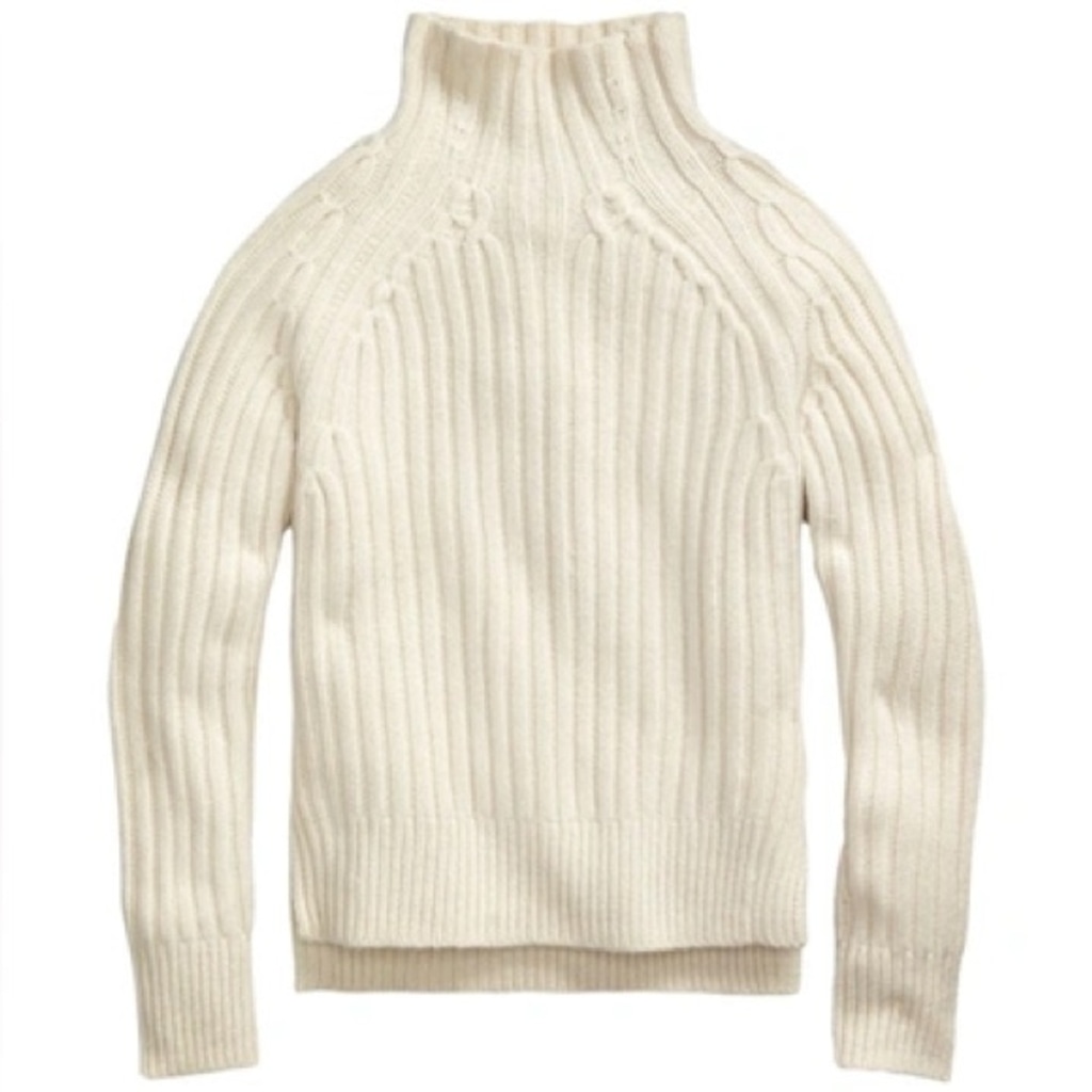 POLO RALPH LAUREN RIB-KNIT WOOL CASHMERE TURTLENECK SWEATER CREAM SIZE XS