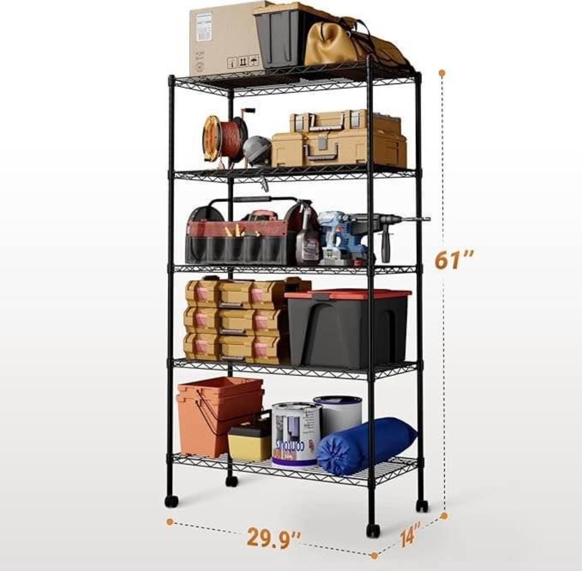 Heavy duty 5-shelf storage shelving unit