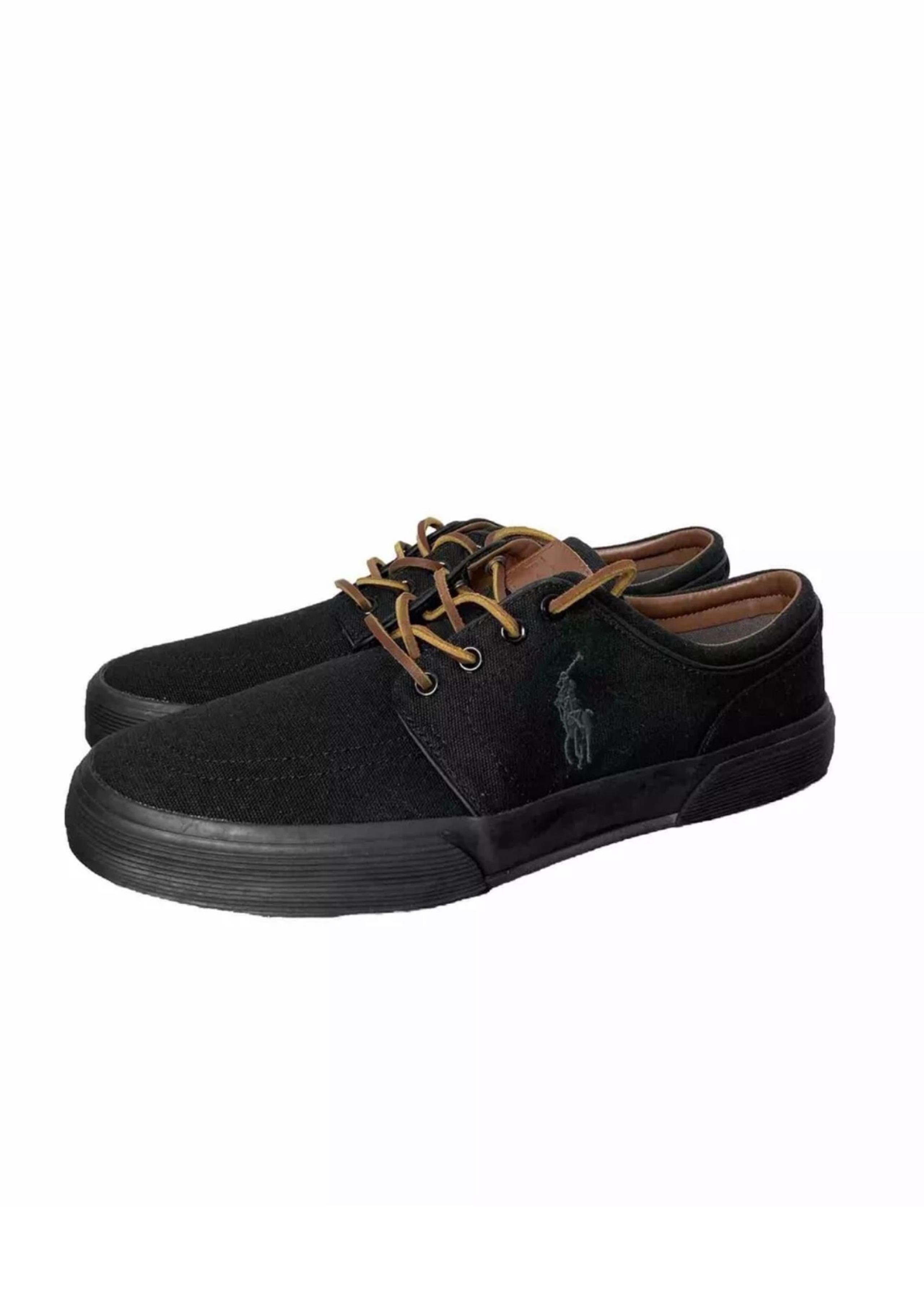 Polo Ralph Lauren Men's Faxon Low Sneaker Black/Black Canvas 9D US Pony