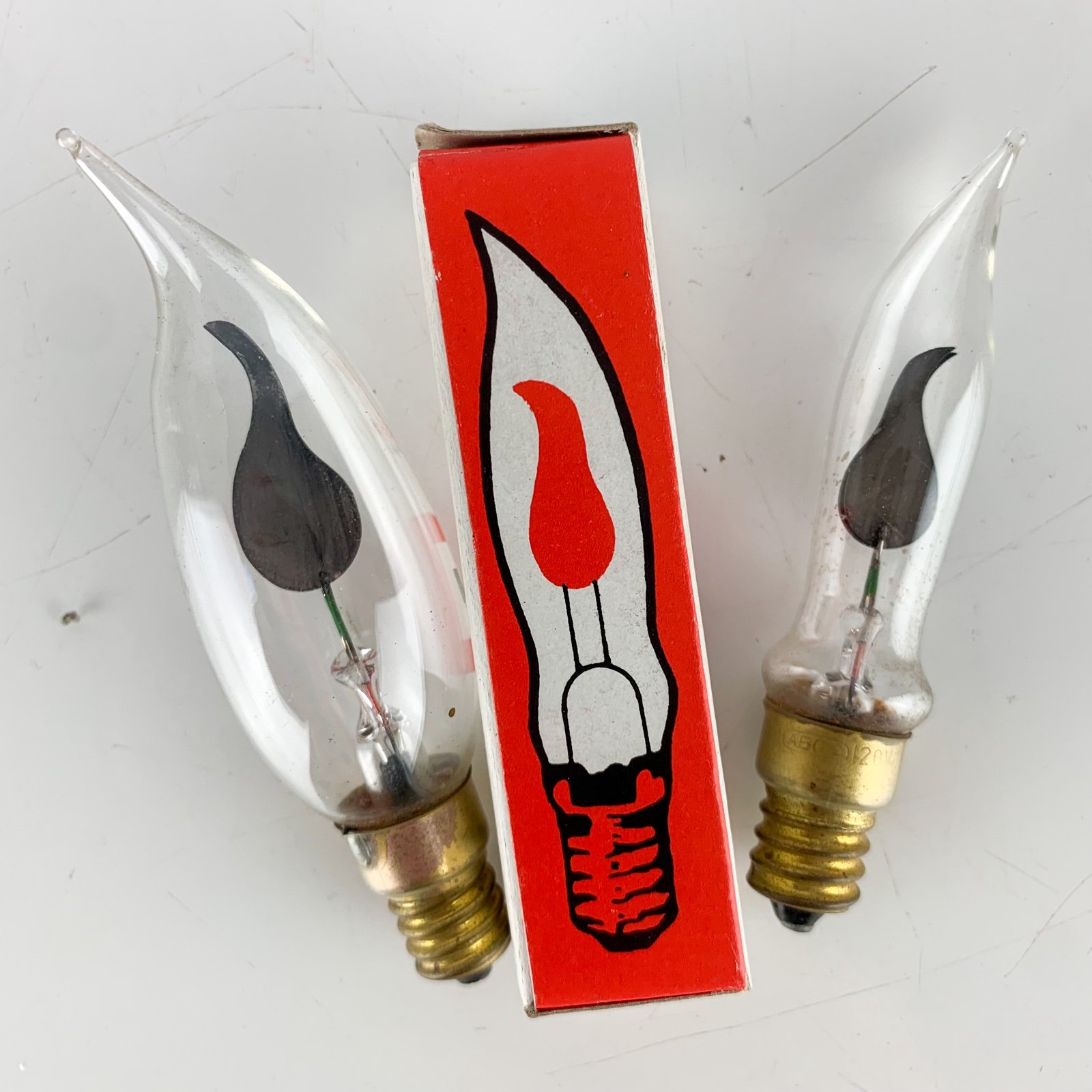 Vintage Lot Of 3 Abco Robin 120V Flicker Flame Bulb Candelabra Base Novelty