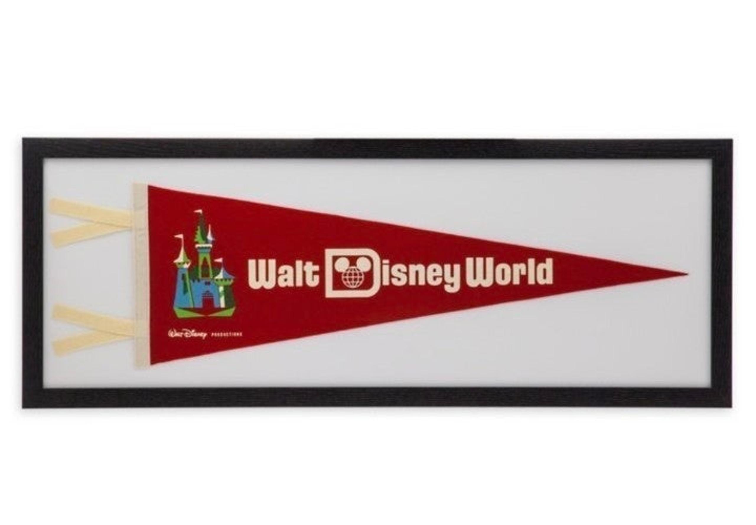 Walt Disney World 50th Anniversary Replica Pennant – Framed – Red