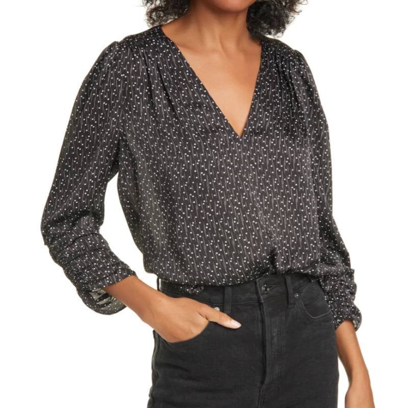 278 Joie Maizie V-Neck Satin Top XXS
