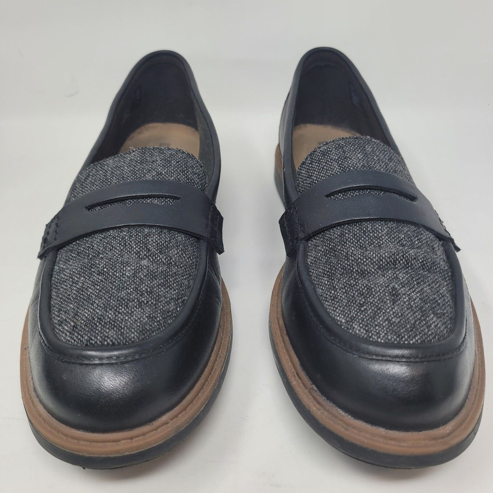 Clarks Raisie Eletta penny loafers shoes black leather slip-on women's size 10