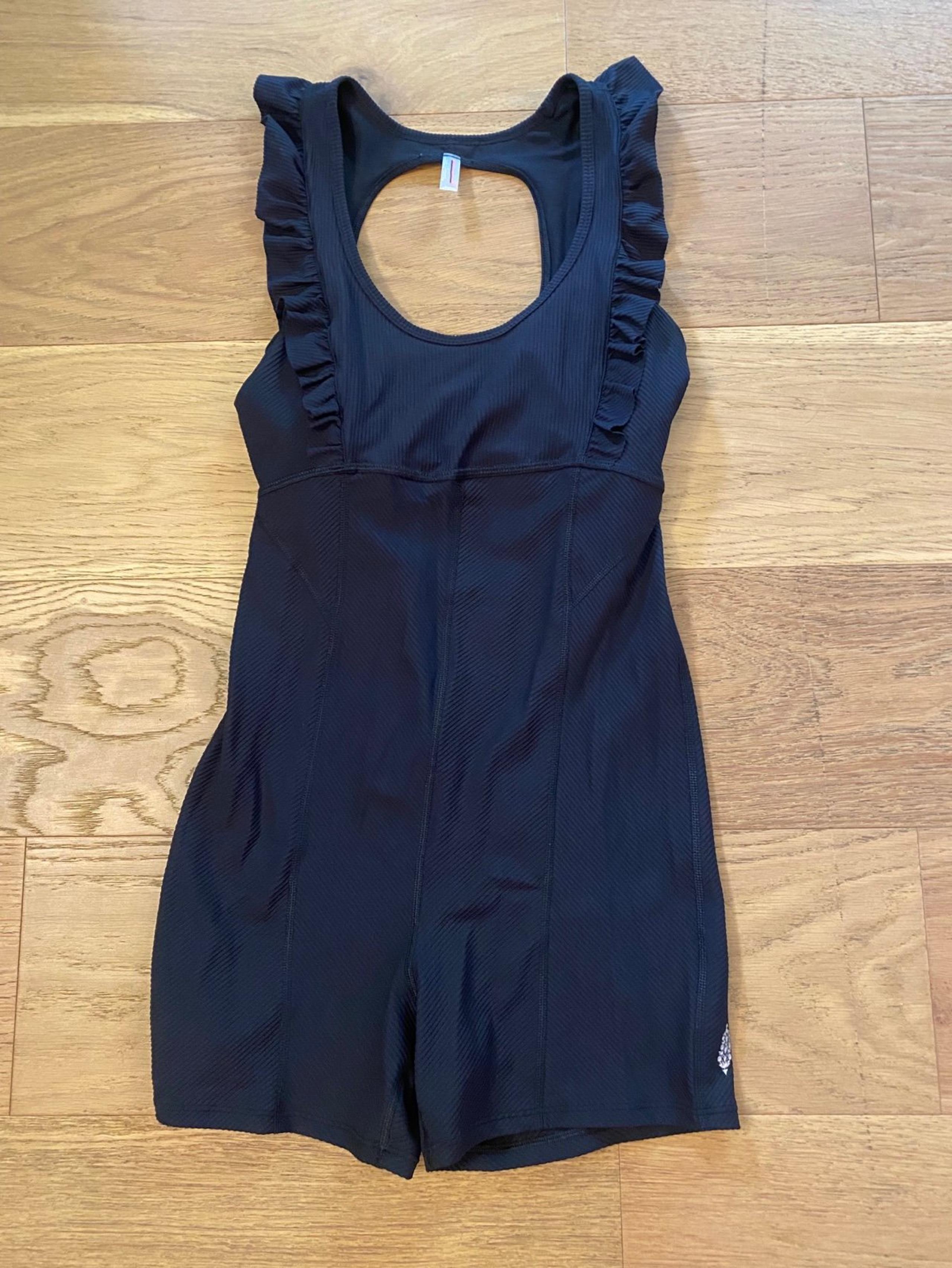 FP movement Black Ruffle Sleeveless Athletic Romper size S NWOT