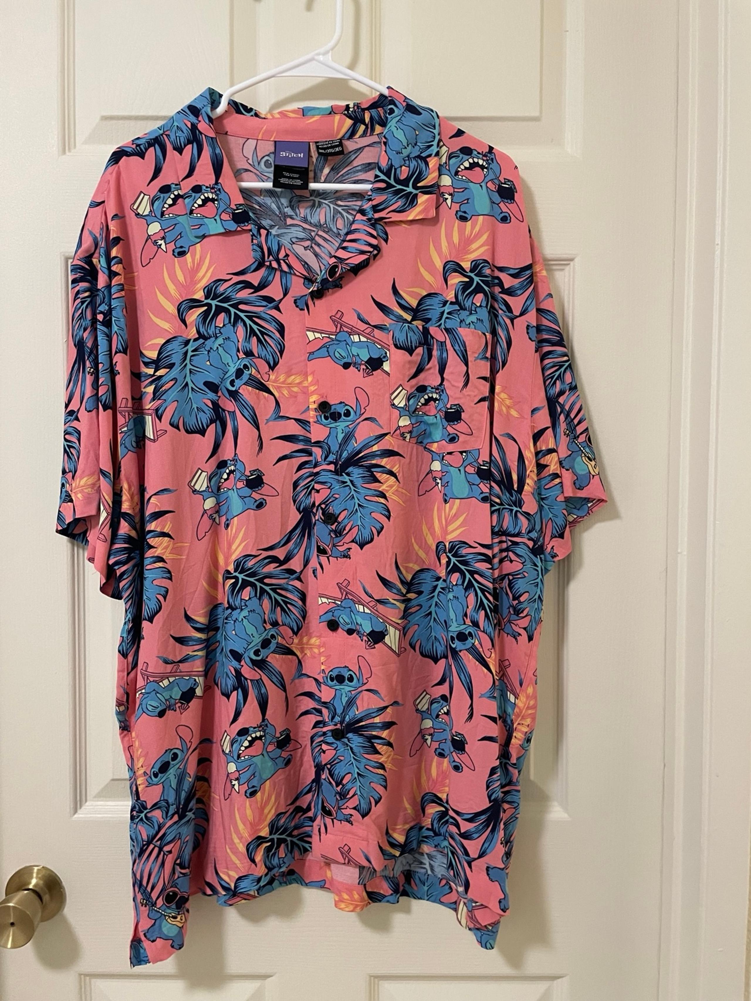 Disney Lilo & Stitch Shirt Men's 3XL Button Up Short Sleeve Hawaiian