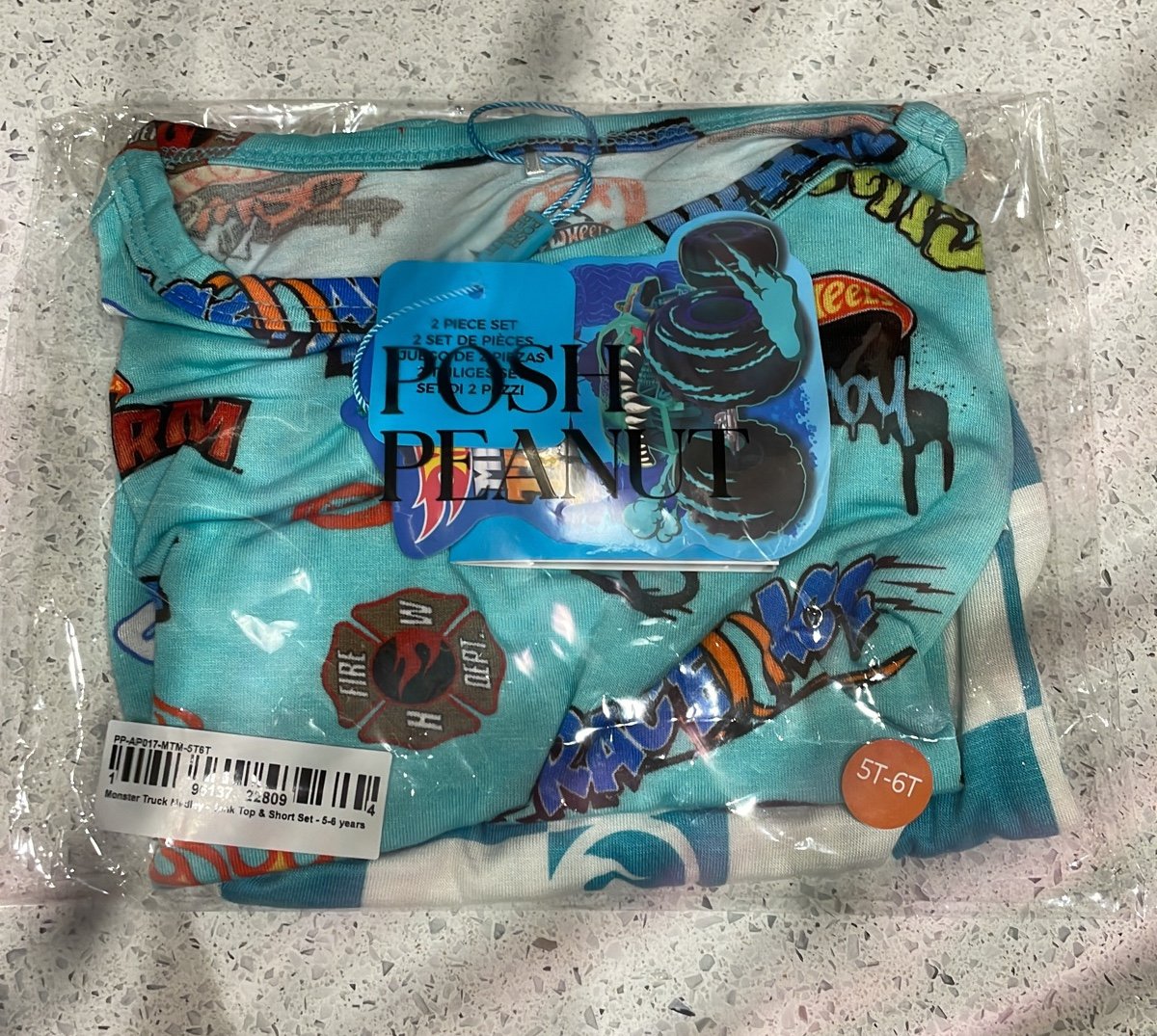 Posh peanut monster truck medley short set 5-6T
