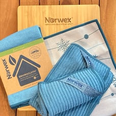 Norwex Bundle Teal Snowflake Kitchen Towel Cloth Stainless Envirocloth