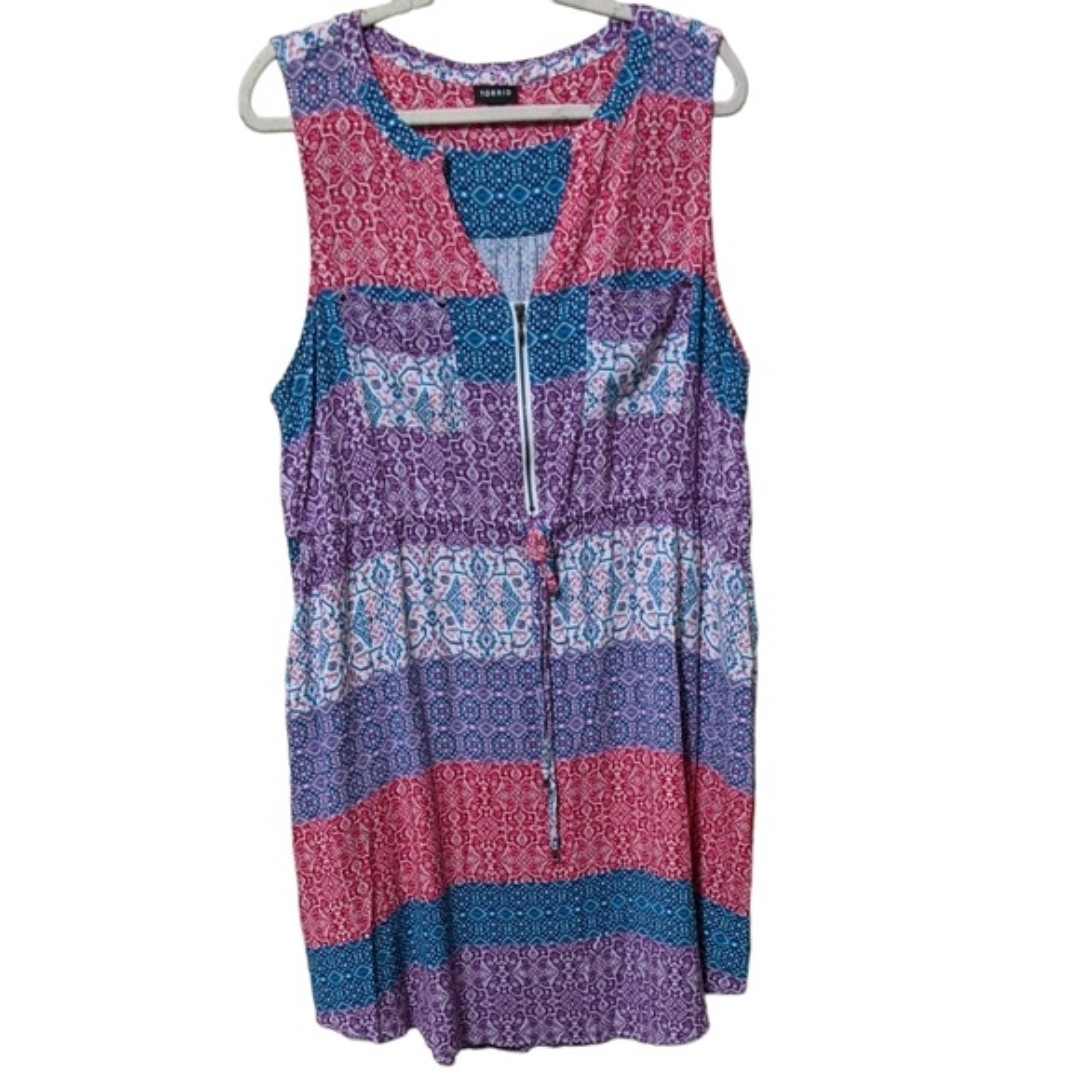 Torrid 17315295 colorful rayon mini shirt dress size 2X