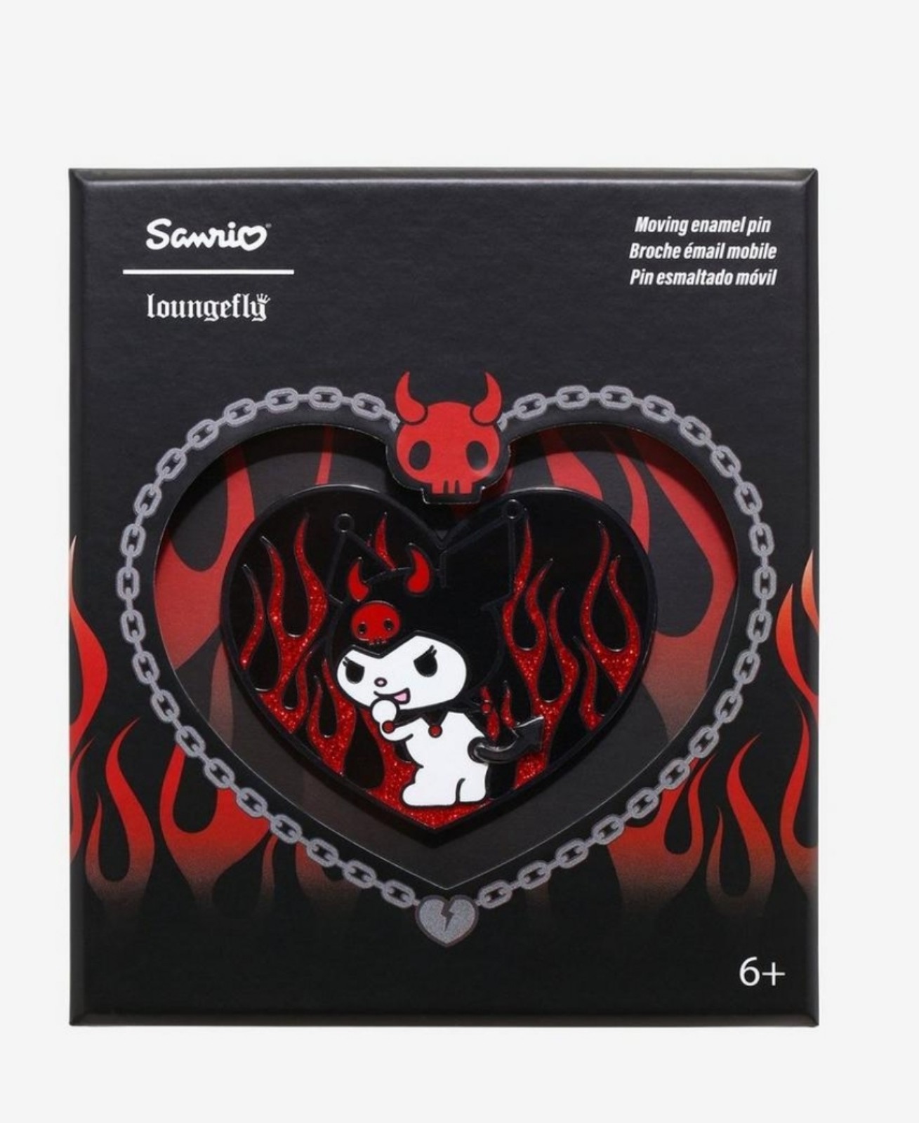 Loungefly Sanrio Kuromi Devil Heart Moving Enamel Pin