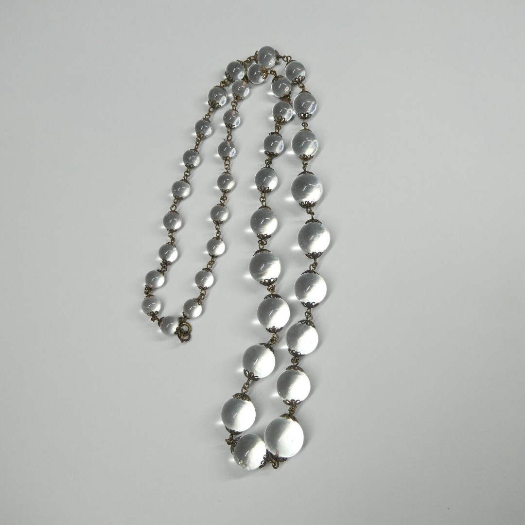 Pools of Light Necklace 39 Crystal Orbs 30 Vintage Clear Glass Ball Beads