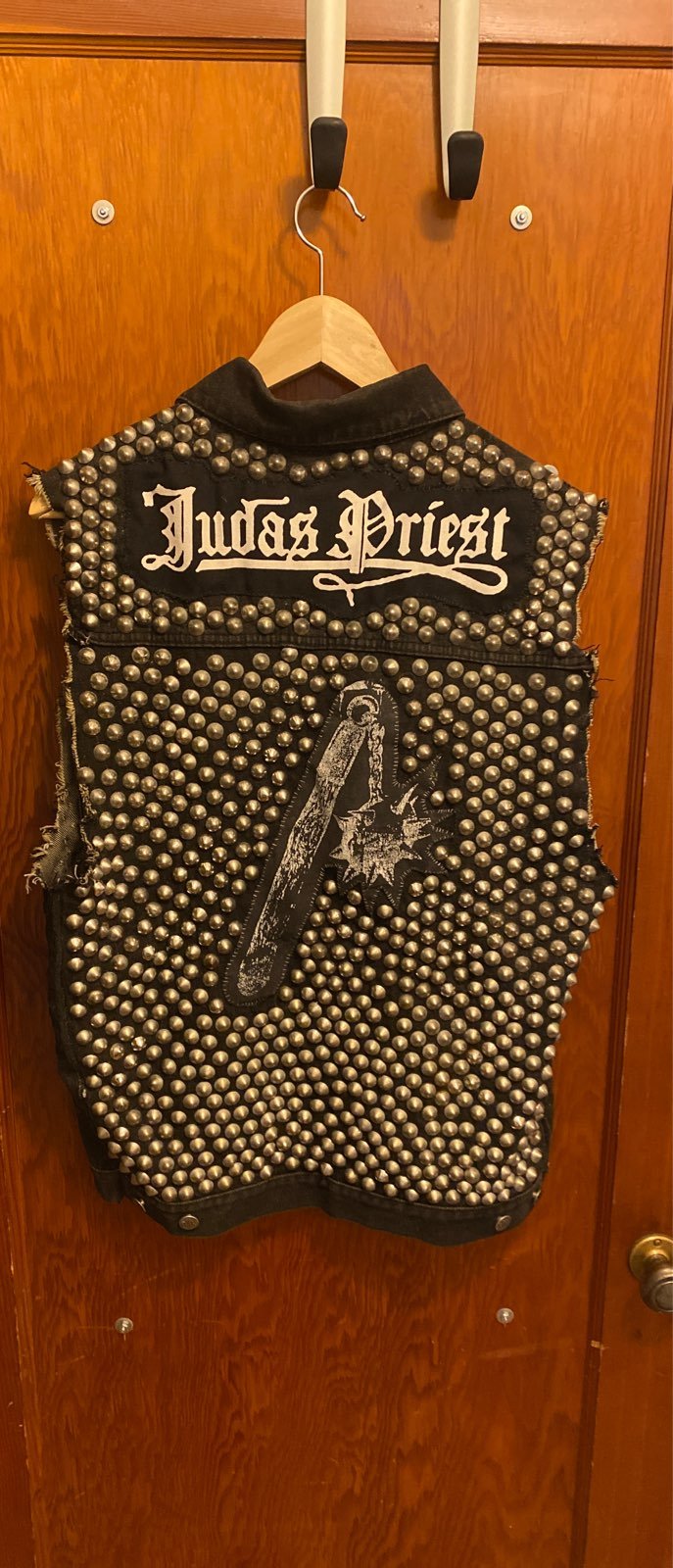 Punk metal studded battle vest judas priest
