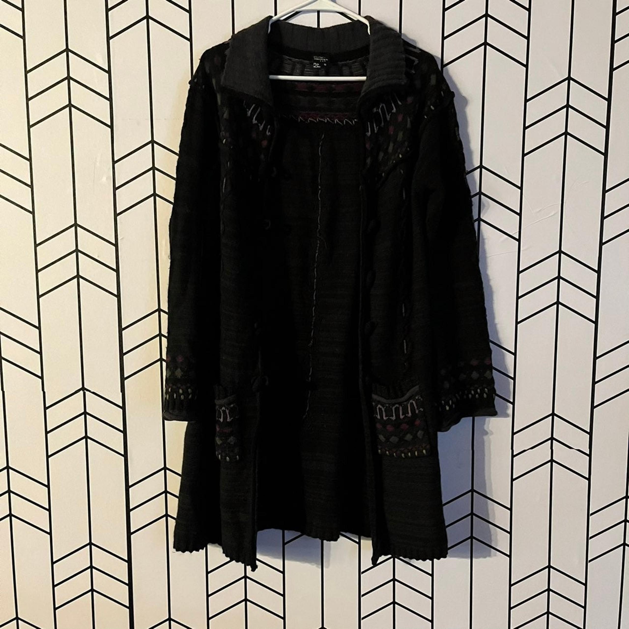 coVelo Felt Wool Patchwork Lagenlook Drape Midi Sweater Jacket Grey Coat Medium