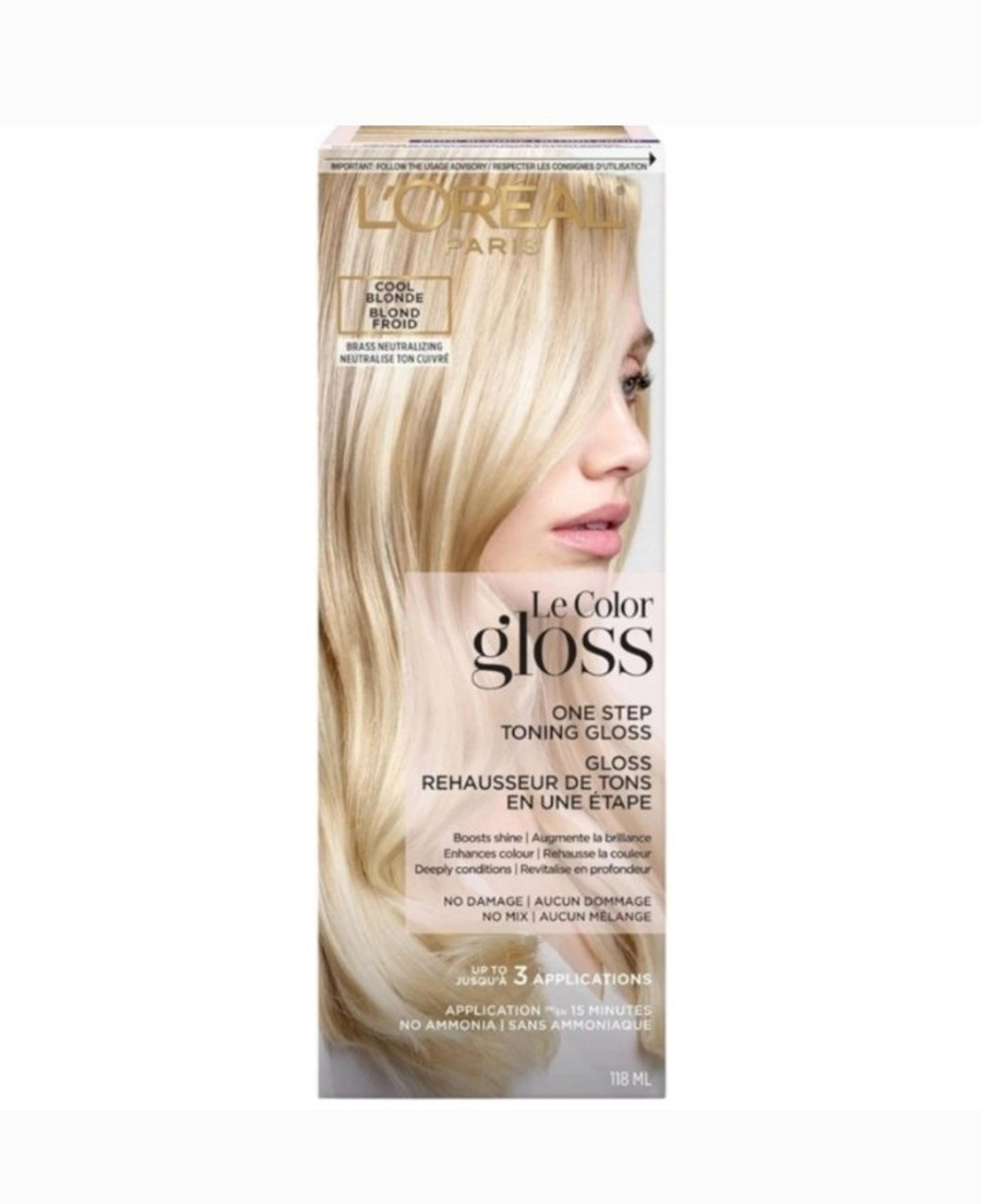 3 x L'Oreal Paris Le Color One Step Hair Toning Gloss, Cool Blonde