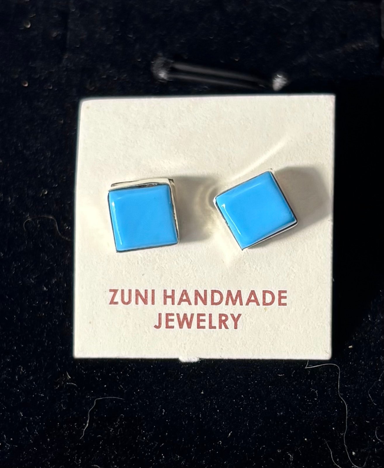 Zuni Handmade Sleeping Beauty Turquoise Stud Earrings