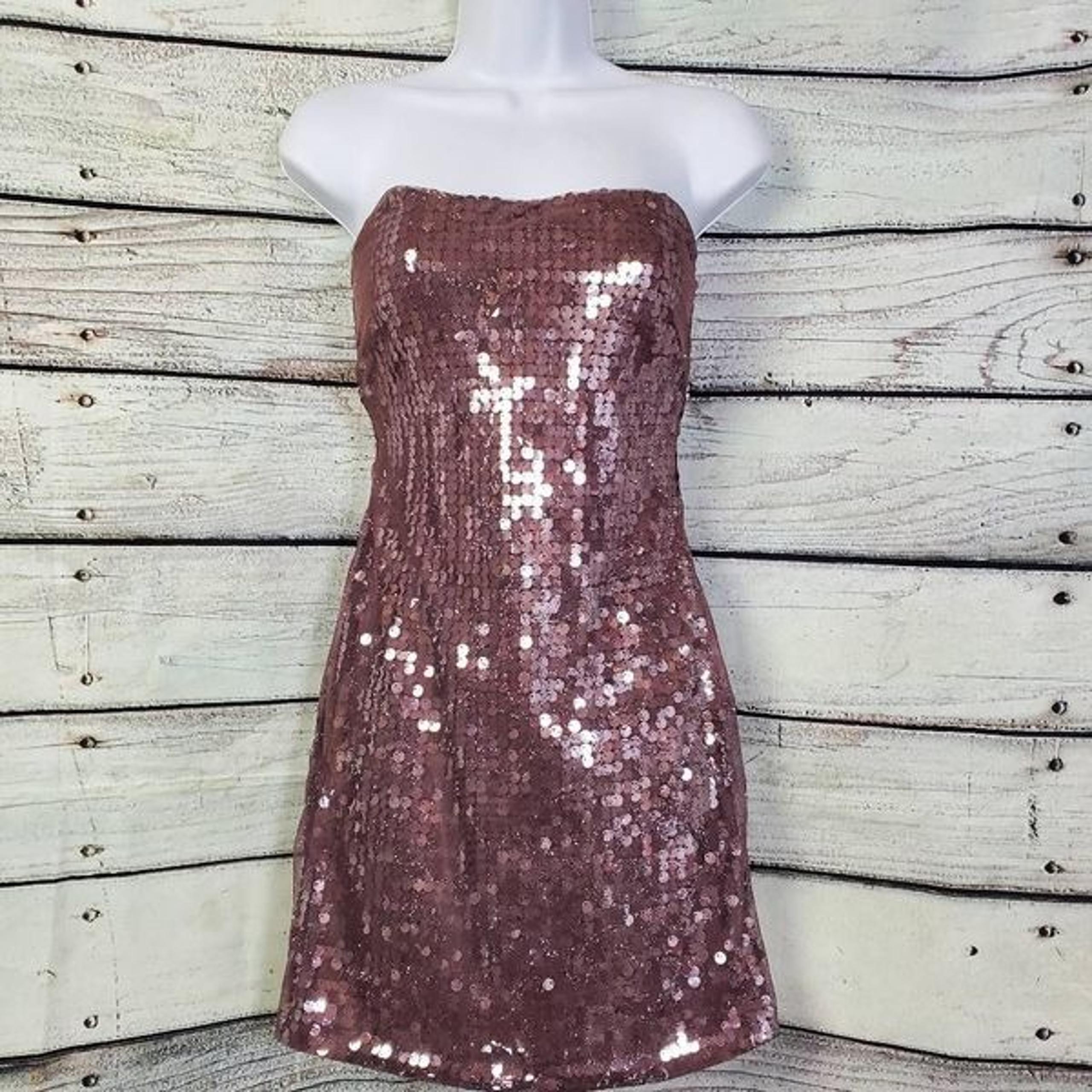 Masquerade Strapless Sequin Mini Dress Rose Pink Size 5/6 Prom Homecoming Cockta