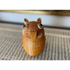 BOHO/MCM Owl Woven Wicker Basket Shanghai Handicraft, Peoples Republic of China