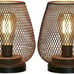 Metal Cage LED Lantern Battery Powered Cordless Accent Light Set of 2