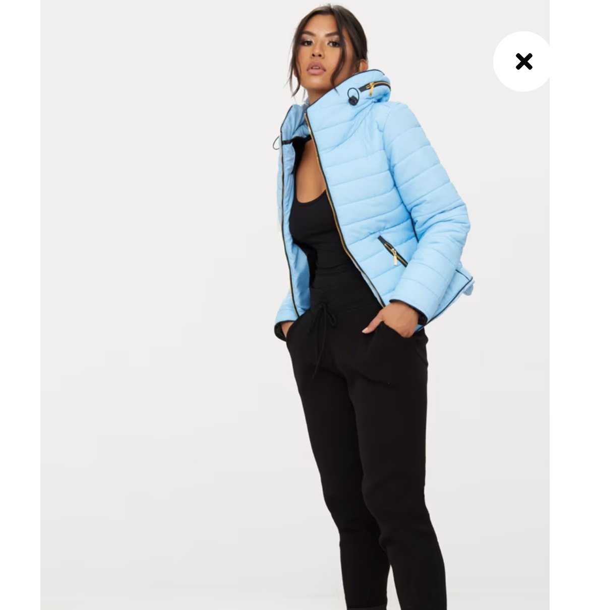 Prettylittlething MARA BABY BLUE PUFFER JACKET
