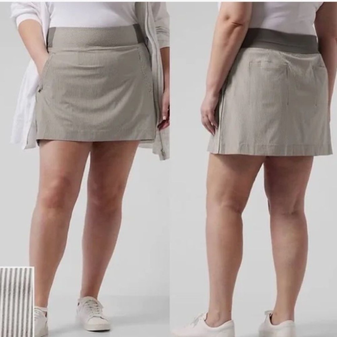 Athleta Gray & White Striped Brooklyn Mini Skort Skirt 4