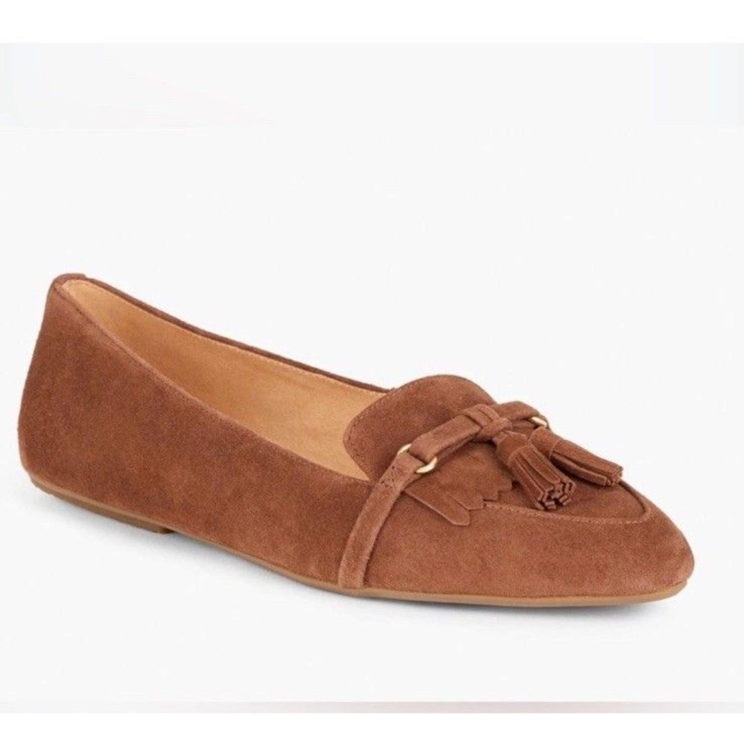 Talbots Women’s 6.5 Loafers Francesca Brown Driving Flat Suede Leather Slip On