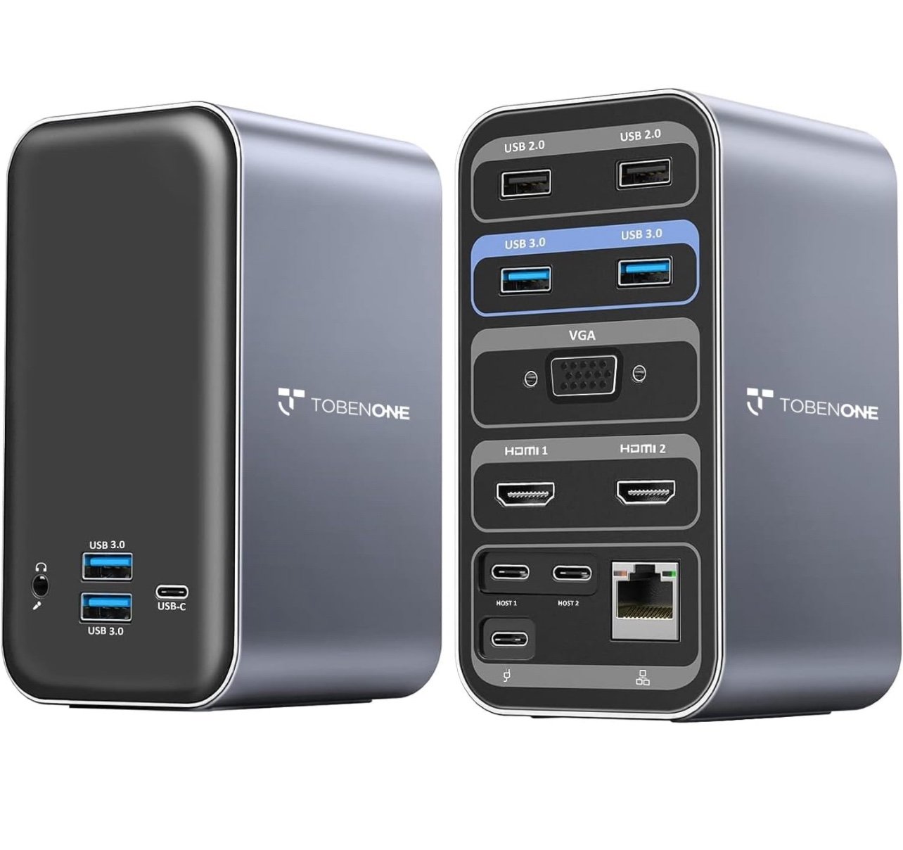 TOBENONE USB C Docking Station Dual Monitor for MacBook Pro/Air, 13-in-2 Triple