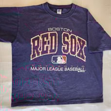 Vintage Boston Red Sox Shirt Men L Russel Athletic Autographed Steve Avery MLB