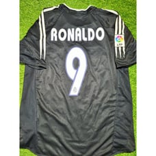 Ronaldo Real Madrid Black Away 2004 2005 Soccer Jersey Shirt M SKU# 367826