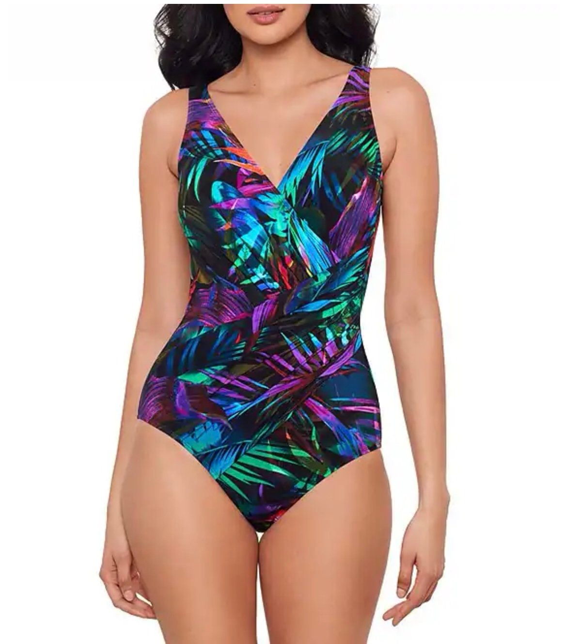 MIRACLESUIT Palma Paradiso Ocean Surplice V-Neck One Piece Swimsuit size 8 NWT