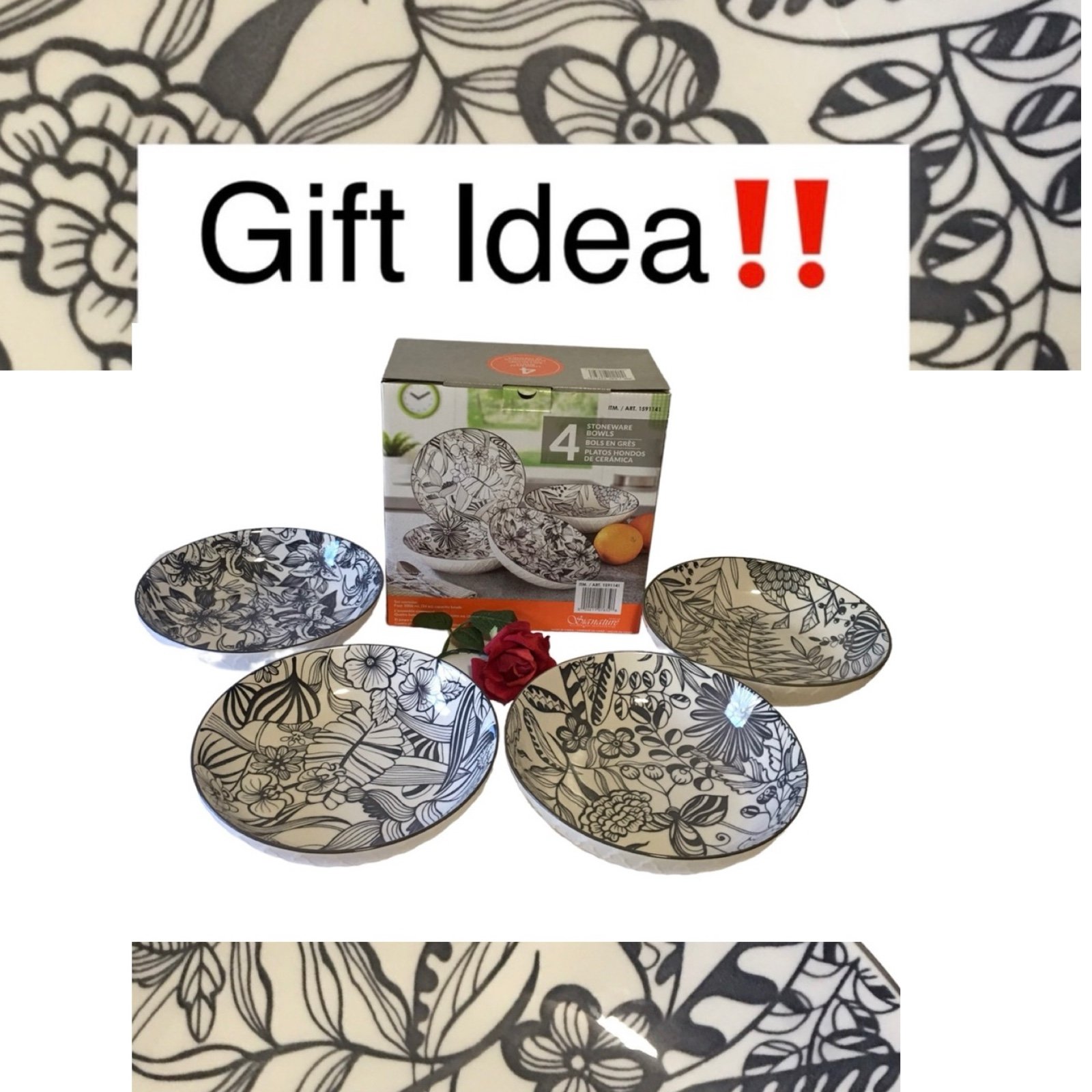 4 Stoneware bowls SIGNATURE Housewares Inc. NIB