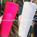 NWT SET Starbucks 2023 Neon Ruby Pink Studded & White Pearl Siren Scales Tumbler