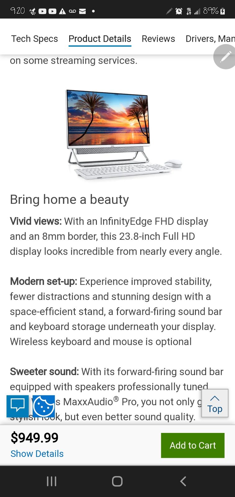 Inspiron 24 5000 all in one touch screen like right or off the box
