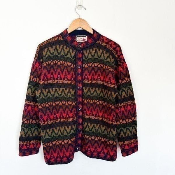 The Alpaca Connection Handmade in Peru Alpaca Unisex Button Down Multi Color Ch