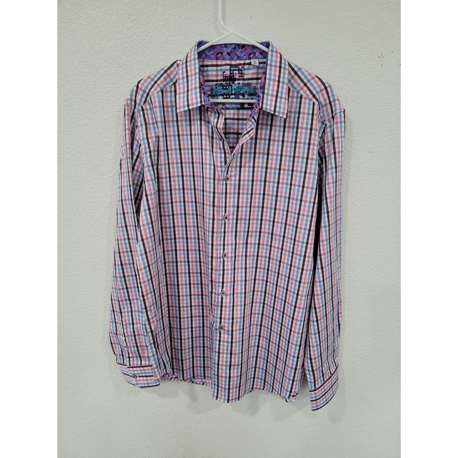 Robert Graham Men's Classic Fit Button Up Shirt size XL Contrast Cuffs #13