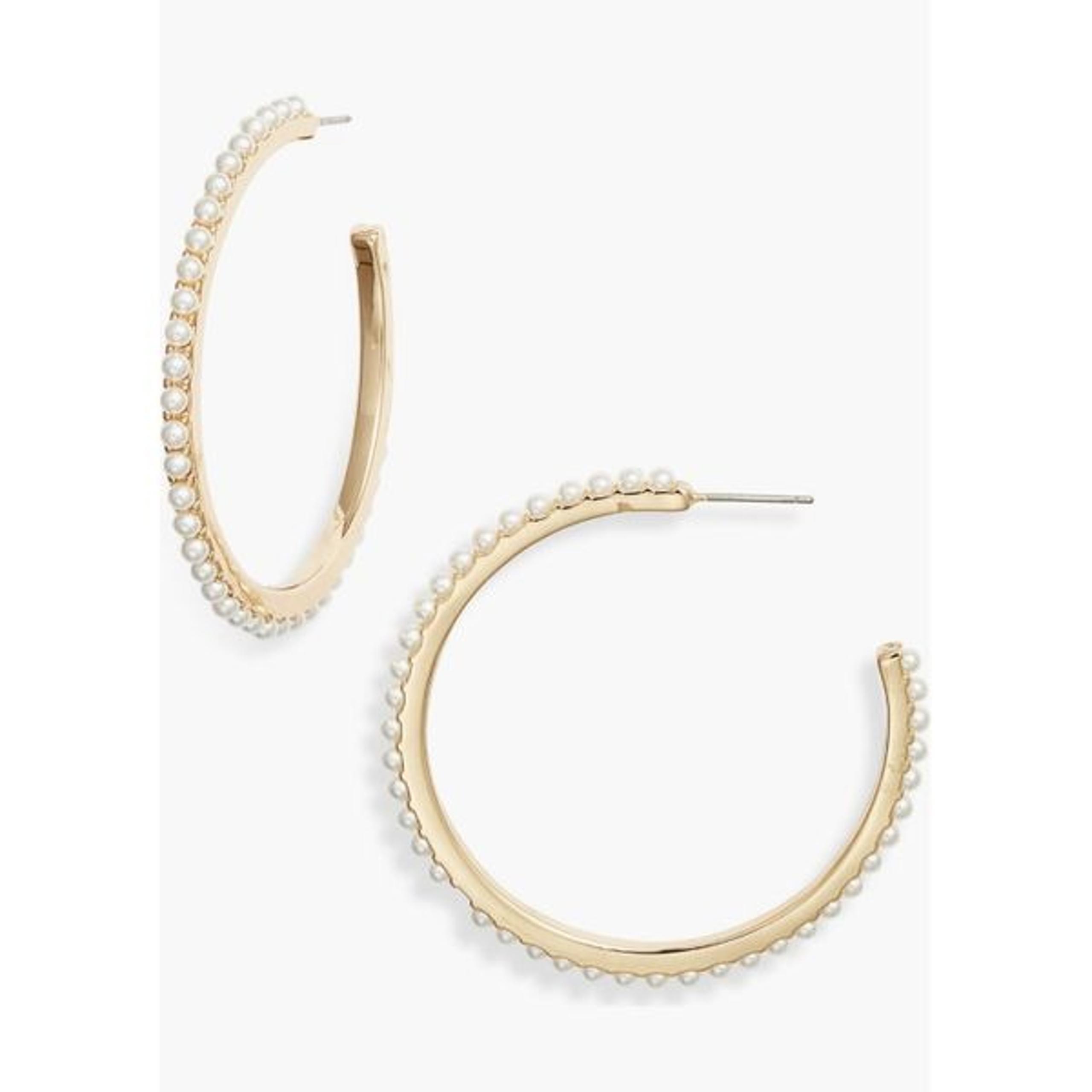 Nordstrom Faux Pearl Hoop Earrings