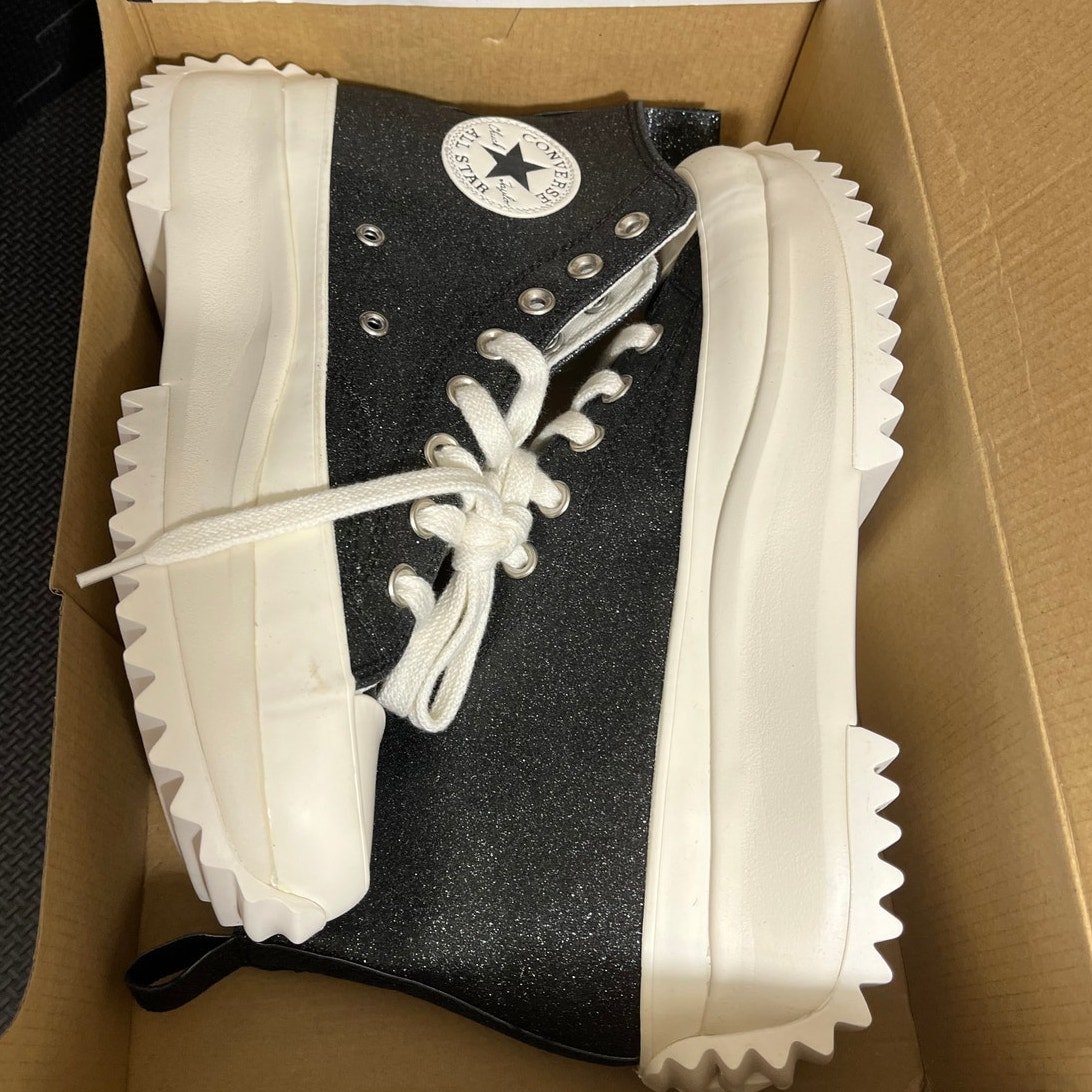Converse Run Star Hike Platform Glitter Black Women's 9.5 Sneaker B Grade