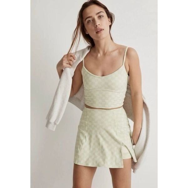 Madewell Green Checkered Tennis Sporty Comfy Skort Size Large NWOT