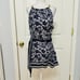 MICHAEL KORS HALTER FLORAL BLOUSE TOP WITH BELT NAVY AND WHITE XL 98