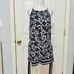 MICHAEL KORS HALTER FLORAL BLOUSE TOP WITH BELT NAVY AND WHITE XL 98
