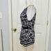 MICHAEL KORS HALTER FLORAL BLOUSE TOP WITH BELT NAVY AND WHITE XL 98